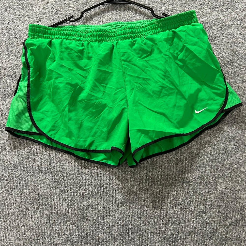 Nike Shorts Womens Size L Green Fit Dry Athletic Running Liner Trim Drawstring